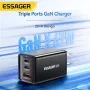 [GaN Tech] ESSAGER JT-G67TC2U1 67W 3-poorts USB PD-oplader 2USB-C + USB-A QC2.0 3.0 4.0 PD3.0 AFC FCP SCP DCP BC1.2 Apple 2.4A snellaadadapter EU-stekker voor iPhone 15 14 13 voor Huawei Mate60 Pro voor Samsung Galaxy Z Flip4