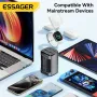 [GaN Tech] Carregador USB PD ESSAGER ES-CD35 de 67 W com 4 portas 2USB-A+2USB-C PD3.0 QC4.0 AFC FCP SCP PPS BC1.2 DCP Apple2.4A Adaptador de carregador de parede de carregamento rápido com plugue UE e plugue EUA com cabo de alimentação C8 de 1 m