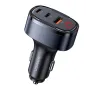 USAMS CC257 C42 100W 3-Port USB PD Car Charger Adapter USB-A+USB-C+iP Support PD QC AFC SCP FCP PPS Fast Charging with Red LED for iPhone 16 16 Pro 15 14 13 Pro Max for Huawei Mate XT for Xiaomi MIX Fold4 for Samsung Galaxy Z Flip6