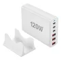 [GaN Tech] Chargeur USB PD 120 W 6 ports 3 USB-A + 3 USB-C Station de charge de bureau à charge rapide Prise UE pour iPhone 15 14 13 pour Huawei Pura 70 Ultra pour Xiaomi 14pro pour Samsung Galaxy S24