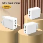 120W 5-Port USB PD Charger 2USB-A+3USB-C PD QC3.0 Fast Charging Wall Charger Adapter EU Plug US Plug for iPhone 15 14 13 Pro for Samsung Galaxy Z Flip6 for Huawei Nova Flip for Xiaomi Civi 4Pro