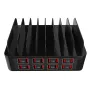 YFY-A55 150W 16-Port USB Charger 16USB-A Fast Charging Desktop Charging Station with 8 Bracket Slot EU Plug for iPhone 16 Pro 15 14 13 Pro Max for Huawei Mate XT for Xiaomi MIX Fold4