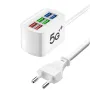 10A 220V 6-Port USB PD Charger Power Strip Fast Charging Desktop Charging Station EU Plug US Plug with 1M Long Cord USB HUB Adapter Socket for iPhone 16 16 Pro 15 14 13 Pro Max for Huawei Mate XT for Xiaomi 15pro