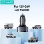 USAMS CC257 C42 100W 3-Port USB PD Car Charger Adapter USB-A+USB-C+iP Support PD QC AFC SCP FCP PPS Fast Charging with Red LED for iPhone 16 16 Pro 15 14 13 Pro Max for Huawei Mate XT for Xiaomi MIX Fold4 for Samsung Galaxy Z Flip6
