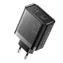 Carregador USB PD ESSAGER ES-CD43 de 65 W com 2 portas USB-A+USB-C QC4.0/3.0/2.0 PD3.0/2.0 FCP SCP DCP PPS Adaptador de carregador de parede de carregamento rápido Apple 2.4A Plugue UE Plugue EUA para iPhone 16 15 14 13 Pro para Huawei Mate XT para Xiaomi