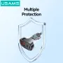 USAMS CC257 C42 100W 3-Port USB PD Car Charger Adapter USB-A+USB-C+iP Support PD QC AFC SCP FCP PPS Fast Charging with Red LED for iPhone 16 16 Pro 15 14 13 Pro Max for Huawei Mate XT for Xiaomi MIX Fold4 for Samsung Galaxy Z Flip6