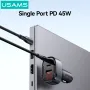 USAMS CC257 C42 100W 3-Port USB PD Car Charger Adapter USB-A+USB-C+iP Support PD QC AFC SCP FCP PPS Fast Charging with Red LED for iPhone 16 16 Pro 15 14 13 Pro Max for Huawei Mate XT for Xiaomi MIX Fold4 for Samsung Galaxy Z Flip6