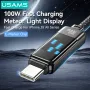 USAMS SJ744 100W Type-C - Type-C 流星光ディスプレイケーブル 急速充電データ転送 錫メッキ銅コアライン 長さ1.2m iPhone 16 Pro 15 Pro Max Huawei Mate XT Xiaomi MIX Fold4 Samsung Galaxy Z Flip6用