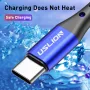 USLION 3A Type C High Density Weaving Fast Charging Data Cable For Samsung Galaxy S22 S22 Ultra Galaxy Z Flip 4 For Xiaomi Mi 12T Redmi Note 12 Huawei P50