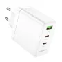 BOROFONE BN12 PD65W 3-Port USB PD Charger USB-A+2USB-C PD QC3.0 Fast Charging Wall Charger Adapter EU Plug for iPhone 15 14 13 for Huawei Mate60 Pro for Xiaomi 13pro for Samsung Galaxy Z Flip4