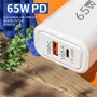 [GaN Tech] APD-180 65W 2 Portlu USB PD Şarj Cihazı USB-A+USB-C PD QC3.0 Hızlı Şarj Duvar Şarj Adaptörü AB Fişi ABD Fişi iPhone 16 15 14 13 Pro için Samsung Galaxy Z Flip6 için Xiaomi Civi 4 Pro için Huawei Nova Flip