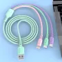 Cáp USB-A sang Micro/iP/Type-C 3 trong 1 đa năng sạc nhanh lõi đồng dài 1,2m cho iPhone 15 14 13 Pro cho Huawei Nova Flip cho Samsung Galaxy Z Flip6 cho Xiaomi Civi 4pro