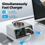 Bakeey WLX-X9A 100W 8 Portlu USB PD Şarj Cihazı 6USB-A+2USB-C PD QC3.0 Hızlı Şarj Masaüstü Şarj İstasyonu Kablosuz Şarj Pedi AB Fişi ABD Fişi iPhone 16 16 Pro 15 14 13 Pro Max Huawei Mate XT Xiaomi 15pro