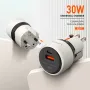 [GaN Tech] LDNIO Q2319 30W 2ポート USB PD 充電器 USB-A+USB-C PD QC3.0 SCP AFC 急速充電ウォールチャージャーアダプター 切り替え可能プラグ Type-C to iP/Type-C/USB-A ケーブル付き