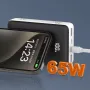 LDNIO PQ27 65W 77Wh 20000mah 77Wh Digital Display Power Bank External Battery Power Supply with 2 Inputs & 3 Outputs Support QC5/4+/3+/3.0 PD3.0 PPS SCP FCP SCP AFC PPS VOOC Fast Charging for iPhone 15 14 13 for Huawei Pura 70 Ultra for Samsung Galaxy S24
