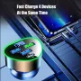 350W 4-Port USB PD Car Charger Adapter 3USB-A+USB-C Fast Charging with Blue LED for iPhone 16 15 14 13 Pro for Huawei Nova Flip for Xiaomi Civi 4 Pro for Samsung Galaxy Z Flip6