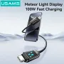 USAMS SJ744 100W Type-C - Type-C 流星光ディスプレイケーブル 急速充電データ転送 錫メッキ銅コアライン 長さ1.2m iPhone 16 Pro 15 Pro Max Huawei Mate XT Xiaomi MIX Fold4 Samsung Galaxy Z Flip6用