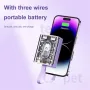 YM-694 20000mAh Power Bank Built-in Three Cables Fast Charging External Battery Power Supply with LED Night Lamp for iPhone 15 14 13 Pro 12 Pro Max for Xiaomi Civi 4 Pro for Samsung Galaxy S24 for Huawei Pura 70 Ultra