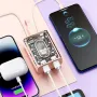 YM-694 20000mAh Power Bank Built-in Three Cables Fast Charging External Battery Power Supply with LED Night Lamp for iPhone 15 14 13 Pro 12 Pro Max for Xiaomi Civi 4 Pro for Samsung Galaxy S24 for Huawei Pura 70 Ultra