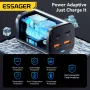 [GaN Tech] Carregador USB PD ESSAGER ES-CD35 de 67 W com 4 portas 2USB-A+2USB-C PD3.0 QC4.0 AFC FCP SCP PPS BC1.2 DCP Apple2.4A Adaptador de carregador de parede de carregamento rápido com plugue UE e plugue EUA com cabo de alimentação C8 de 1 m