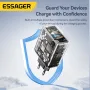 Carregador USB PD ESSAGER ES-CD43 de 65 W com 2 portas USB-A+USB-C QC4.0/3.0/2.0 PD3.0/2.0 FCP SCP DCP PPS Adaptador de carregador de parede de carregamento rápido Apple 2.4A Plugue UE Plugue EUA para iPhone 16 15 14 13 Pro para Huawei Mate XT para Xiaomi