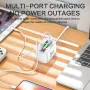 10A 220V 6-Port USB PD Charger Power Strip Fast Charging Desktop Charging Station EU Plug US Plug with 1M Long Cord USB HUB Adapter Socket for iPhone 16 16 Pro 15 14 13 Pro Max for Huawei Mate XT for Xiaomi 15pro