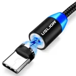 USLION 2.4A USB-A to Type-C Cable Magnetic Charging Nylon Braided Copper Core Line 1M/2M Long for Xiaomi 13 Pro for Huawei Mate 50 for OPPO Reno9 for Honor 80 GT
