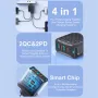Chargeur USB PD USLION BK303 100 W 4 ports 2 USB-A + 2 USB-C PD QC3.0, adaptateur secteur à charge rapide, prise UE, prise US pour iPhone 15, 14, 13 Pro, Huawei Nova Pro, Samsung Galaxy Z Flip6, Xiaomi Civi 4Pro
