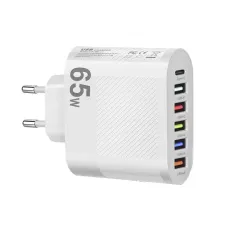 LYK-881 65W 6-Port USB Charger 5USB-A+Type-C ast Charging Wall Charger Adapter EU Plug US Plug for iPhone 12 13 14 14 Pro for Samsung Galaxy S23 for Xiaomi13pro for Oppo Reno9