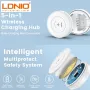 LDNIO AW003 32W 5-in-1 Desktop Wireless Charger Charging Station with 4-Port PD/QC3.0 Fast Charger and Wireless Charger Pad EU Plug/US Plug for iPhone 16 16 Pro 15 14 13 Pro Max for iPad Pro for MacBook Pro for Airpods