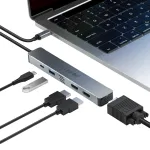 BlitzWolf® BW-NEW TH11 Hub USB 5 in 1 con doppia 4K@30Hz HDMI / VGA / USB3.0 / 100W PD Ricarica / Docking station di tipo C per laptop Apple Huawei Macbook