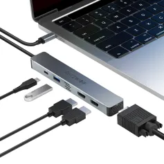 BlitzWolf? BW-NEW TH11 5 in 1 USBハブ デュアルHDMI 4K@30Hz / VGA/ USB3.0 / 100W PD充電 / Type Cドッキングステーション Apple Huawei ノートパソコン Macbook用