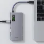 محطة إرساء هاجيبيس 9 في 1 من النوع C مع شاشة LCD، محول متعدد المنافذ مع USB 3.0 وUSB 2.0 وUSB-C PD100W HD 4K@60Hz Gigabit Ethernet محول A إلى C وTF/SD وAUX 3.5 مم