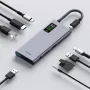 محطة إرساء هاجيبيس 9 في 1 من النوع C مع شاشة LCD، محول متعدد المنافذ مع USB 3.0 وUSB 2.0 وUSB-C PD100W HD 4K@60Hz Gigabit Ethernet محول A إلى C وTF/SD وAUX 3.5 مم