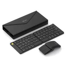 Delux MF10 Foldable Keyboard and Mouse Set Ultra Slim Wireless bluetooth Keyboard & Mouse Combo 120days Standby Magnetic Closure for PC Laptop Computer Monitor