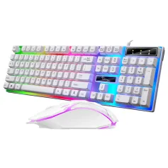 ZGUANGBA G21B Wired 104-Keys Gaming Keyboard and Mouse Set RGB Backlit Mechanial-Feeling Keycaps Waterproof Ergonomics USB Keyboard Mouse Combo for PC Computer