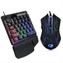 JX200 One Hand Wired Mechanical Gaming Keyboard and Mouse Kit 35-Keys Mini Keypad RGB Backlit for Phone Laptop Tablet Portable E-sports Numeric Keyboard and Mouse Combo