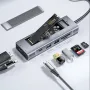 ESSAGER 8-in-1 ドッキングステーション ディスクストレージ USB 2.0 USB 3.2 Gen 2 10Gbps USB-C データ PD100W USB-C 4K@30Hz HD SD/TF カードリーダースロット マルチポート M.2 SSD USB ハブ スプリッター 電話 TV タブレット ノートパソコン用