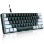 Teclado mecánico con cable HXSJ V900WB de 61 teclas, interruptor cian, luz RGB, diseño del 60 %, teclado para juegos para el hogar y la oficina.