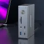 TB025 13-in-1 M2 NVMe SSD Enclosure Thunderbolt4 Hub with Dual HD 8K60Hz PD60W USB-C 10Gbps USB-C SD/TF Card Reader Mic&Audio 3.5mm for Mac Windows PC