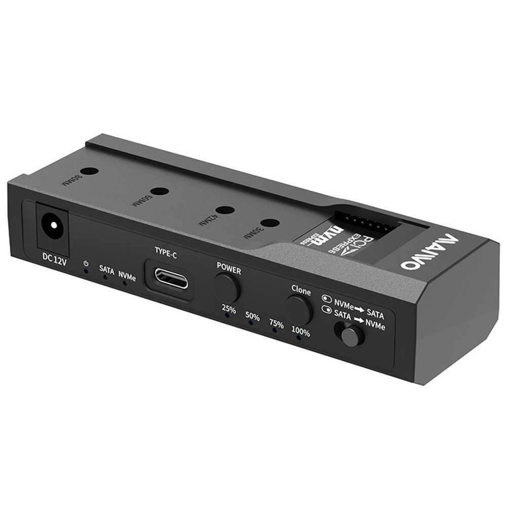 MAIWO Dual Bay M.2 NVME Case and SATA HDD Docking Station Type C 3.1 Docking Station 2.5\\/3.5\\ HDD Enclosure Clone Duplicator Function