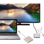 USB 3.1 конвертер USB-C в HD адаптер концентратор 3-в-1 Type-C в HDMI/USB 3.0/Type-C алюминиевый для Apple Macbook адаптер