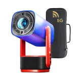 [US Direct}SkyEcho FreeONE Ceiling Projector 1080P Supported 350Ansi Lux Android TV Auto Focus Auto Keystone Correction 270° Adjustment Built-in Audio WIFI6 Cast Screen Mini LED Projector Portable Outdoor Movie