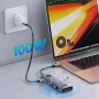 Orico 10 In 1 Type-C ডকিং স্টেশন USB অ্যাডাপ্টার USB2.0 USB3.0*3 PD100W USB-C 4K@60Hz HD RJ45 SD/TF কার্ড রিডার 3.5mm অডিও পিসি কম্পিউটার ল্যাপটপ টিভির জন্য