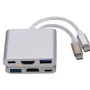 USB 3.1 конвертер USB-C в HD адаптер концентратор 3-в-1 Type-C в HDMI/USB 3.0/Type-C алюминиевый для Apple Macbook адаптер