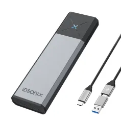 IDSONIX M.2 NVMe SATA korpusas Dual Protocol USB 3.2 Gen 2 10Gbps 4TB palaikymas UASP be įrankių šilumos išsklaidymo SSD dėklas