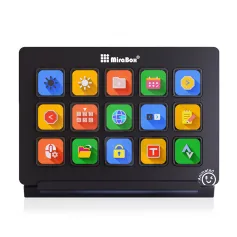 MiraBox HSV293 Visual Custom Keyboard 15 LCD Keys USB Wired Stream Deck Programmable Controller for OBS Streamlabs Twitch YouTube vMix Adjustable Stand