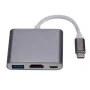 USB 3.1 конвертер USB-C в HD адаптер концентратор 3-в-1 Type-C в HDMI/USB 3.0/Type-C алюминиевый для Apple Macbook адаптер