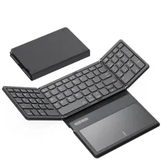 Teclado Bluetooth dobrável B055 com touchpad, teclado dobrável de bolso para laptop, telefone e tablet, teclado sem fio recarregável