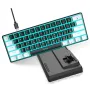 Teclado mecánico con cable HXSJ V900WB de 61 teclas, interruptor cian, luz RGB, diseño del 60 %, teclado para juegos para el hogar y la oficina.